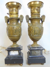 PAIR BRONZE NEOCLASSICAL LAMP