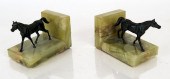 PAIR BRONZE & ONYX HORSE-FORM