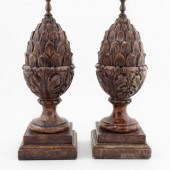 PAIR, BROWN DYED ALABASTER ACO
