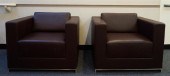 PAIR BROWN LEATHER CLUB CHAIRS