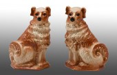 PAIR BROWN STAFFORSHIRE DOGS: