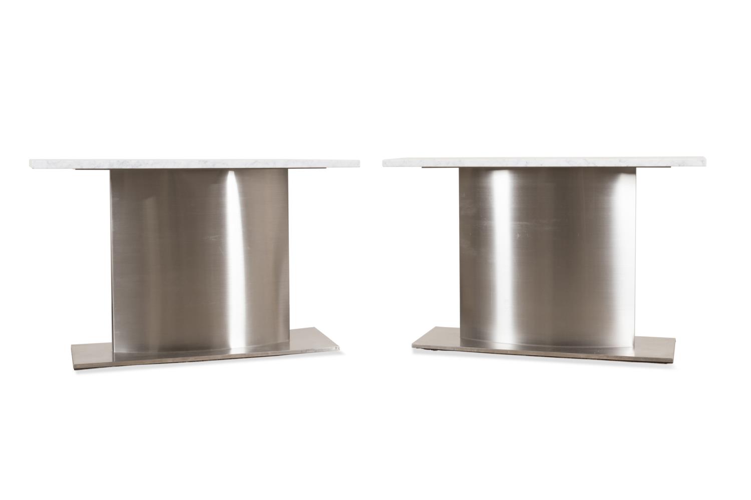 PAIR BRUETON STYLE MARBLE & STEEL