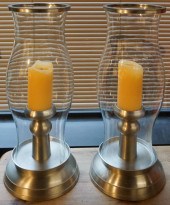 PAIR BRUSHED ALUMINUM CANDLEHO