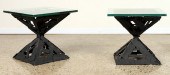 PAIR BRUTALIST STYLE IRON AND