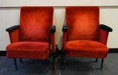 PAIR BURGUNDY VELVET UPHOLSTER