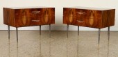 PAIR BURL WOOD & IRON SIDE CAB