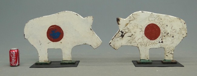 Pair C. 1930's cast iron pig