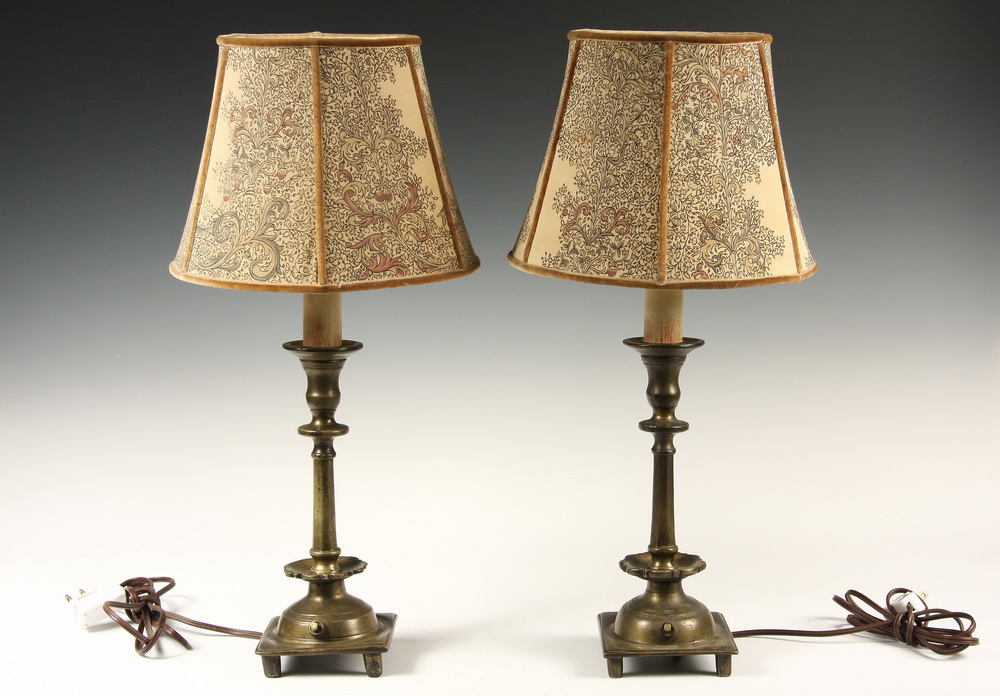 PAIR CANDLESTICK LAMPS - Pair of