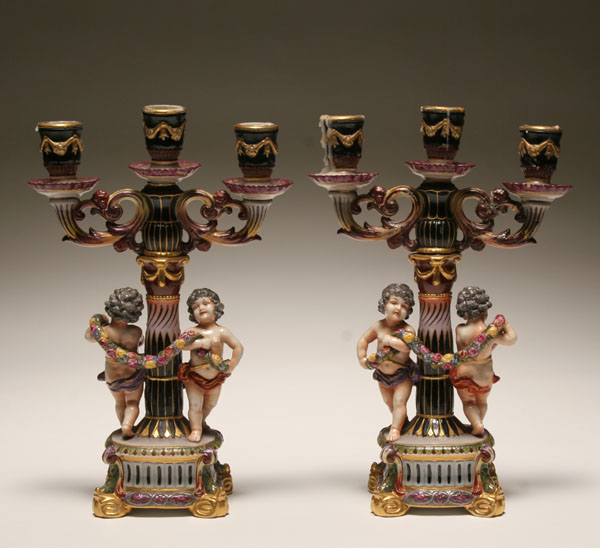 Pair Capo di Monte figural
