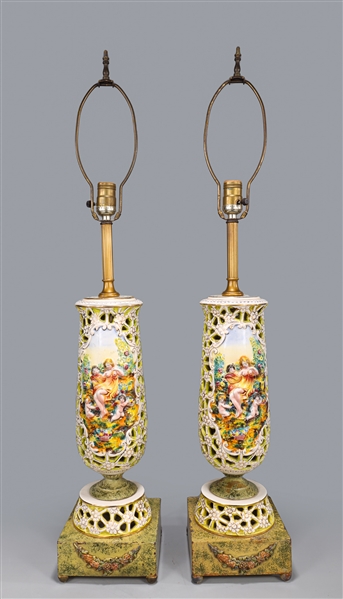 Pair Capodimonte hand painted
