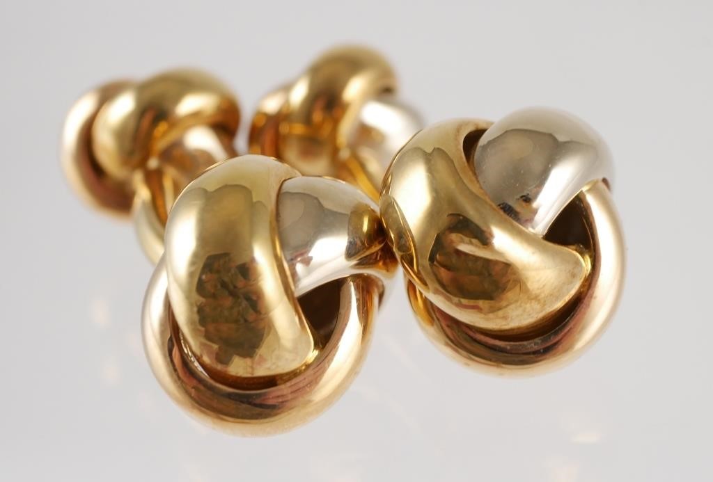 PAIR CARTIER 18K TRI COLOR GOLD