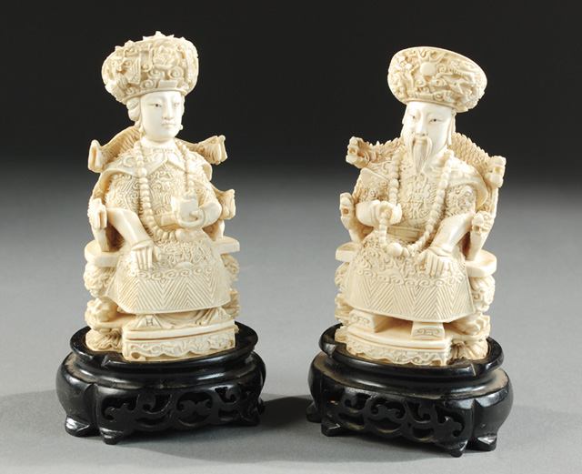 PAIR CARVED CHINESE IVORY