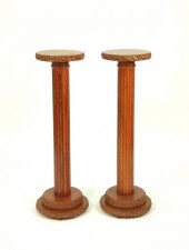 PAIR CARVED FLORAL EDGE OAK FE