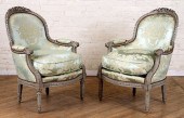 PAIR CARVED FRENCH BERGERE CHA