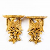 PAIR, CARVED GILTWOOD PHOENIX