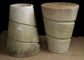 PAIR CARVED GRANITE GARDEN STA