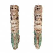PAIR, CARVED INDONESIAN FEMALE