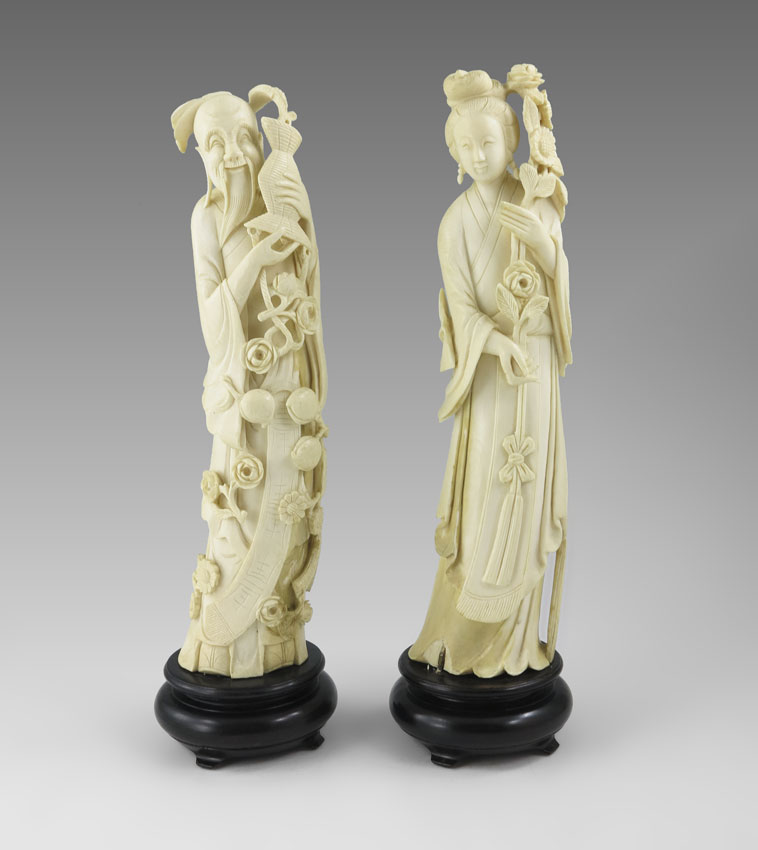 PAIR CARVED IVORY CHINESE