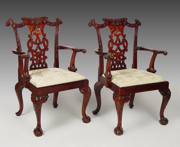 PAIR CARVED MAHOGANY PHILADELPHIA