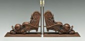 Pair carved oak dolphin bracke