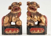 PAIR CARVED PARCEL GILT CHINES