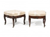 PAIR CARVED ROSEWOOD FOOTSTOOL
