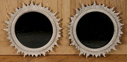 PAIR CARVED SUNBURST BEVELED