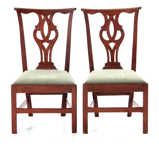 Pair carved walnut sidechairs