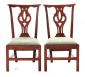 Pair carved walnut sidechairs