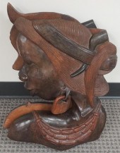 PAIR CARVED WOOD BUSTS OF AFRI