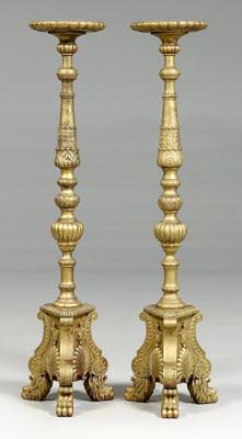 Pair carved wood torcheres: each