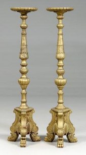 Pair carved wood torcheres: ea