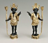 Pair cast brass blackamoors: e