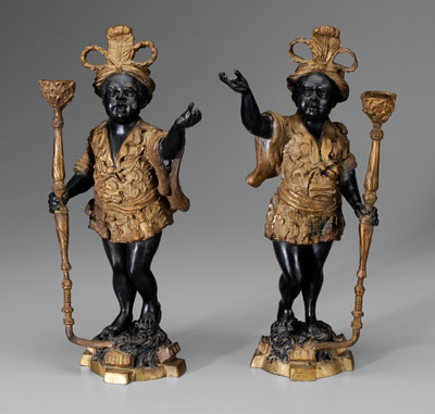 Pair cast brass blackamoors: