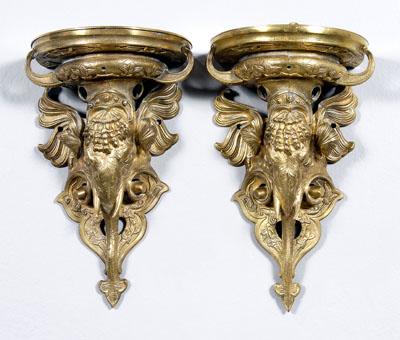 Pair cast brass elephant sconces:
