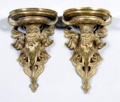 Pair cast brass elephant sconc