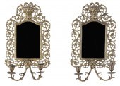 Pair Cast Brass Mirrored Two-L