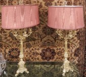 PAIR CAST BRASS SEVEN-LIGHT CA