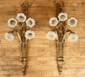 PAIR CAST BRONZE 5 ARM FRENCH