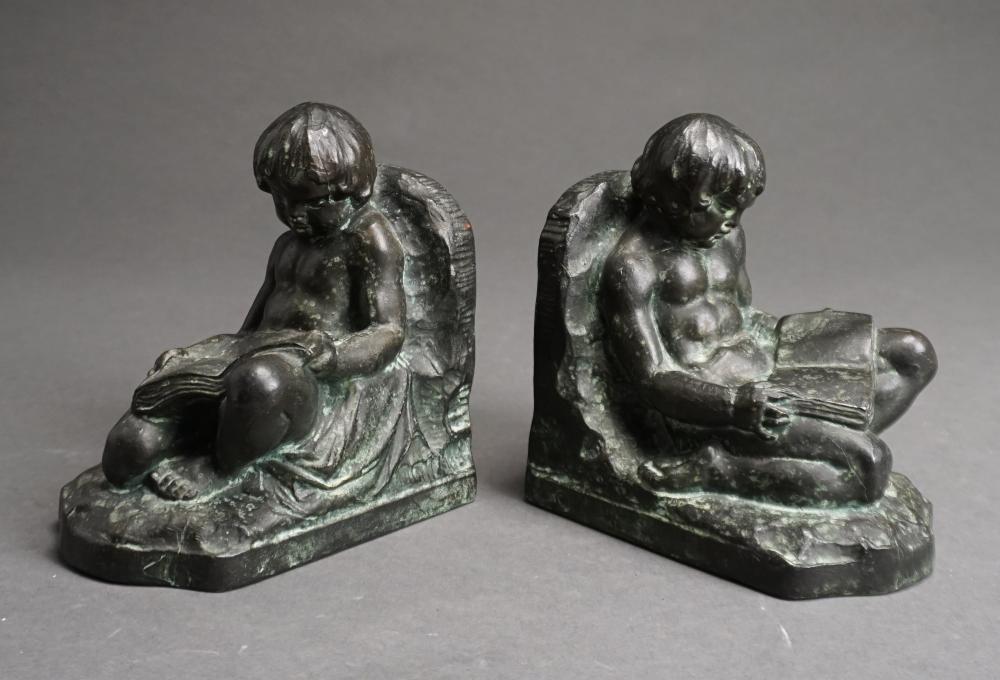 PAIR CAST BRONZE CHILD-FORM