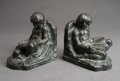 PAIR CAST BRONZE CHILD-FORM BO