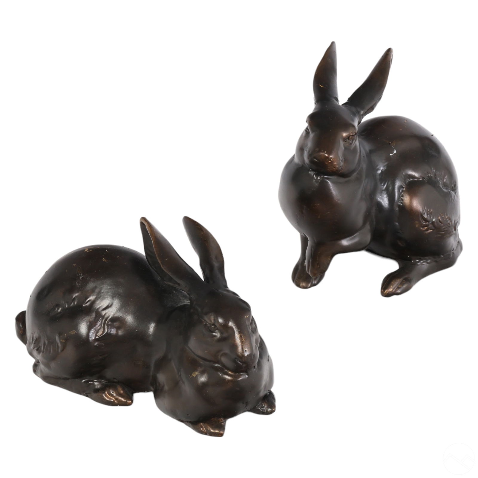 PAIR CAST BRONZED METAL GARDEN