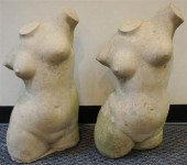 PAIR CAST CEMENT TORSOS OF CLA
