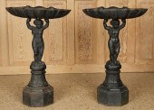 PAIR CAST IRON BIRD BATHS CHER