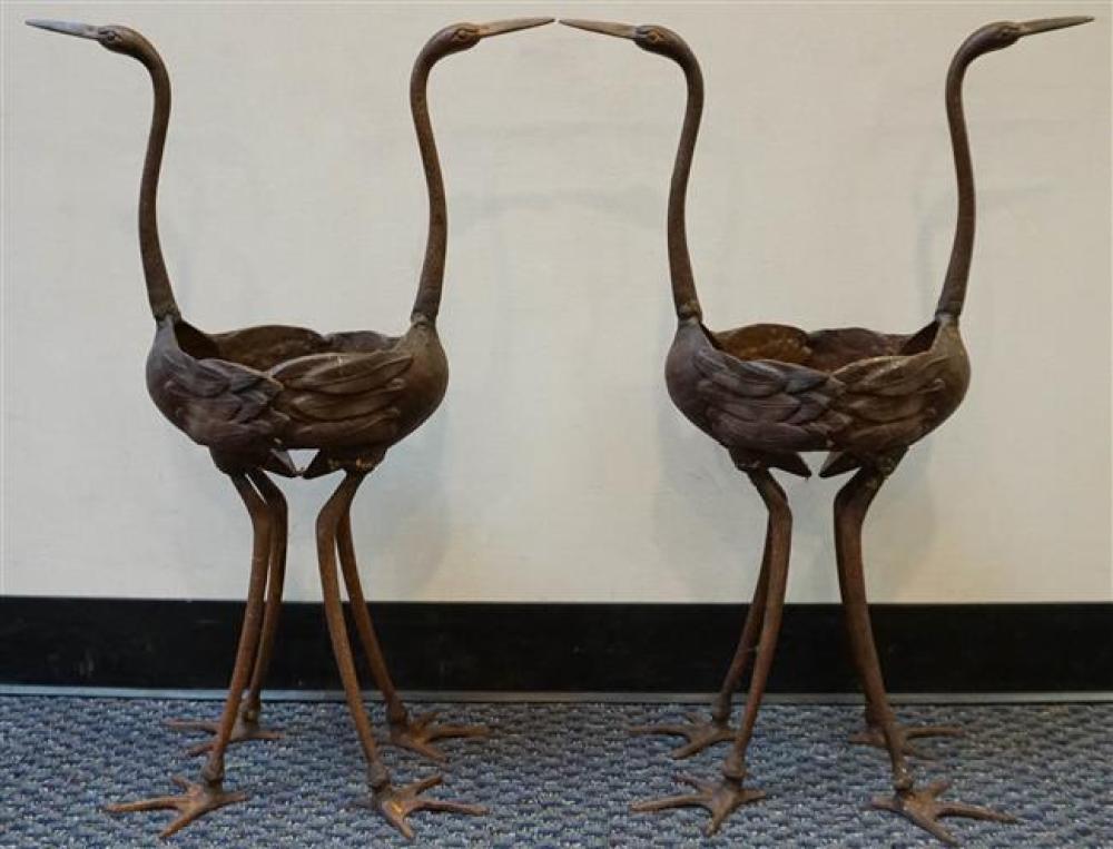 PAIR CAST IRON DOUBLE 'CRANE'