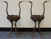 PAIR CAST IRON DOUBLE 'CRANE'