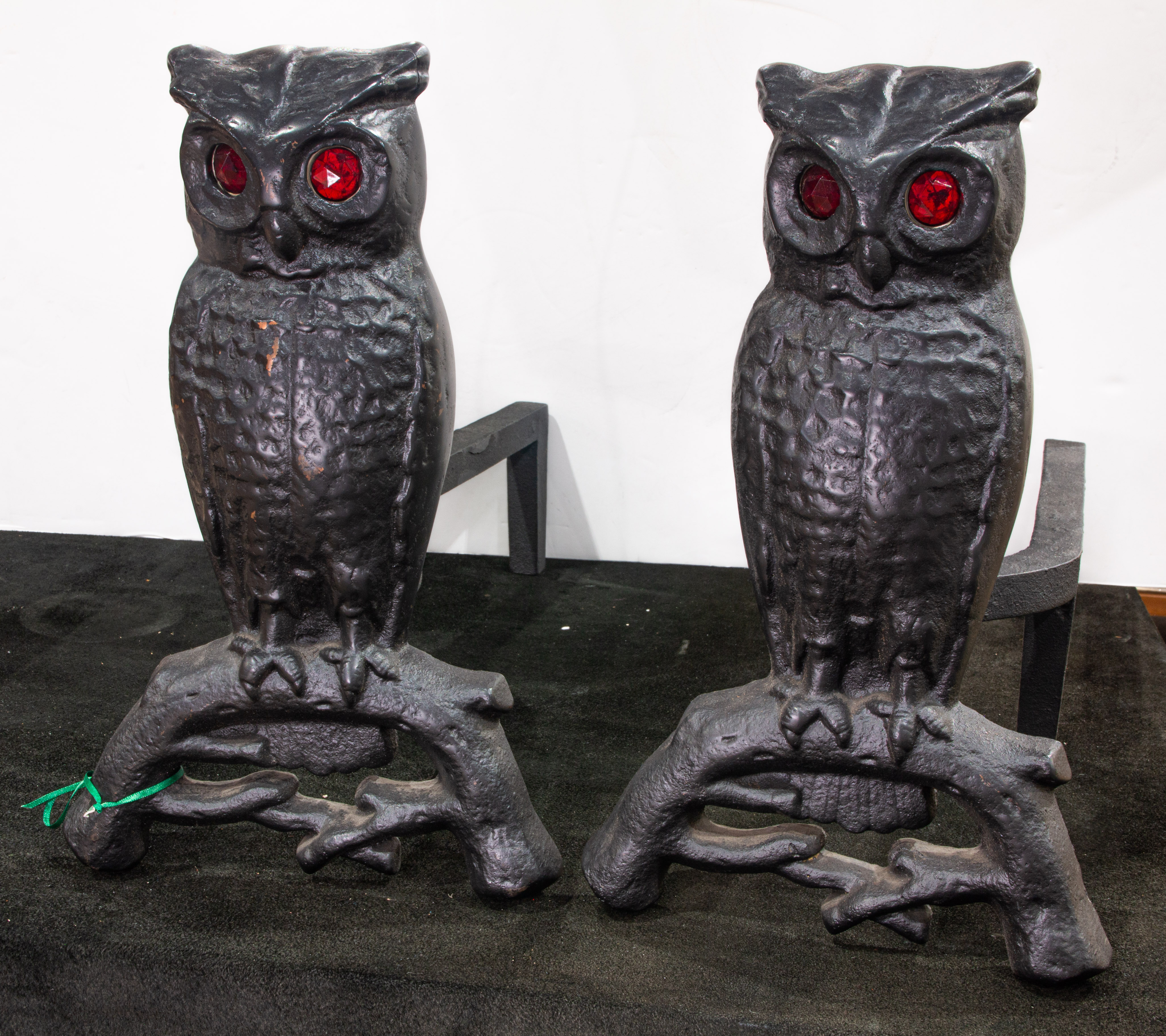 PAIR CAST IRON FIGURAL OWL FORM