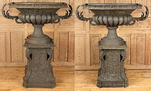 PAIR CAST IRON GRAPE IVY GARDEN