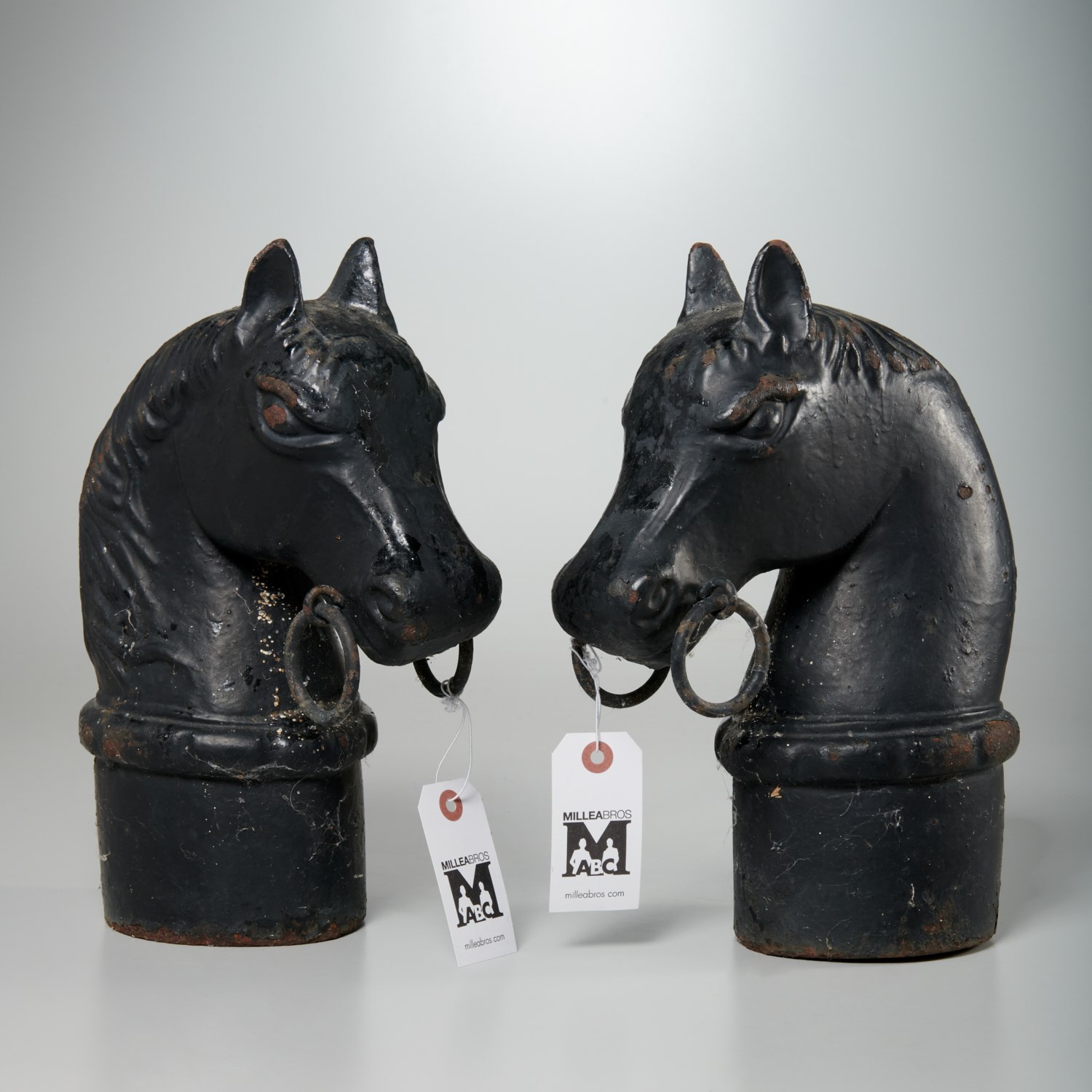 PAIR CAST IRON HORSE HITCHING