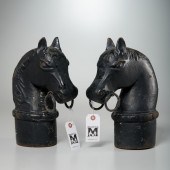 PAIR CAST IRON HORSE HITCHING
